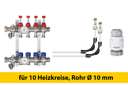 Schlüter Bekotec Anschlusspaket für 10 Heizkreise Rohr Ø 10 mm