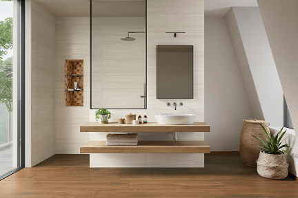 Wandfliesen Villeroy & Boch Oak Side 1323 HE00 white matt reliefiert 30x90 cm kalibriert