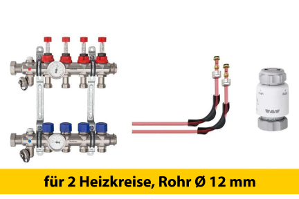 Schlüter Bekotec Anschlusspaket für 2 Heizkreise Rohr Ø 12 mm