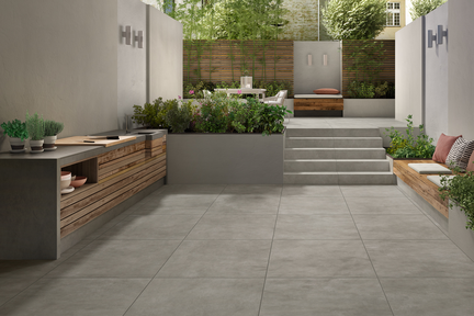 Terrassenplatten Villeroy & Boch Memphis Outdoor 2890 MT70 warm grey 80x80x3 cm Betonoptik matt