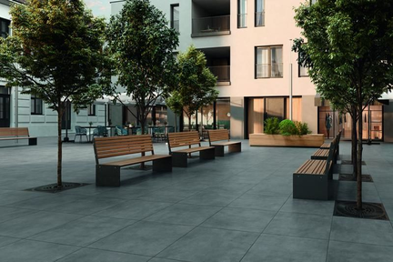 Terrassenplatten Villeroy & Boch Memphis Outdoor 2890 MT60 dark grey 80x80x3 cm Betonoptik matt