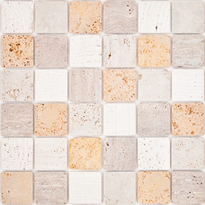 Bärwolf Natursteinmosaik Square travertine mix matt 30x30 cm