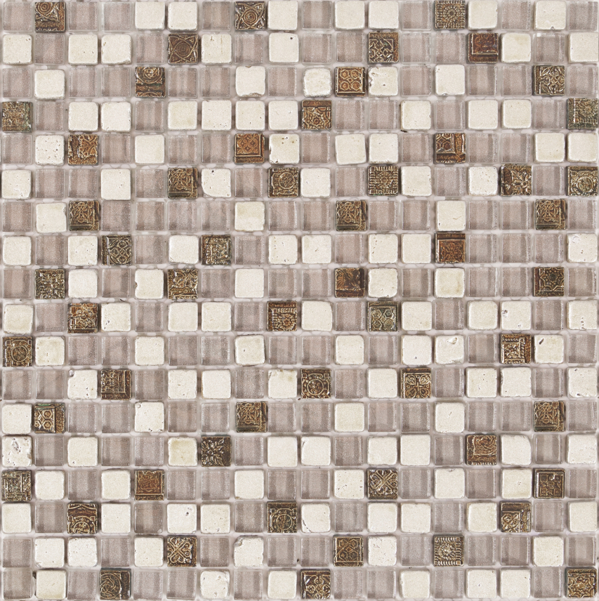 Bärwolf Tuscany Materialmixmosaik antik silver natur 30x30 cm