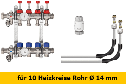 Schlüter Bekotec Anschlusspaket für 10 Heizkreise Rohr Ø 14 mm