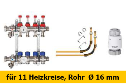 Schlüter Bekotec Anschlusspaket  für 11 Heizkreise Rohr Ø 16 mm