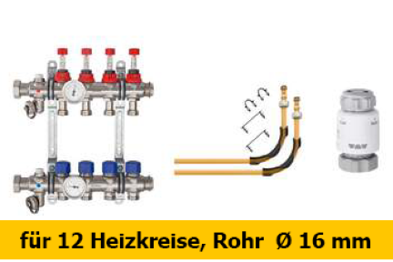 Schlüter Bekotec Anschlusspaket  für 12 Heizkreise Rohr Ø 16 mm