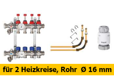 Schlüter Bekotec Anschlusspaket  für 2 Heizkreise Rohr Ø 16 mm