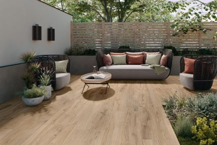 Terrassenplatte Villeroy & Boch Oak Line Outdoor caramel 40x120x2 cm Holzoptik matt 2896 WZ20