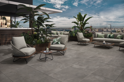 Terrassenplatten Villeroy & Boch Urban Jungle Outdoor 2888 TC90 dark grey matt 80x80x2 cm Betonoptik