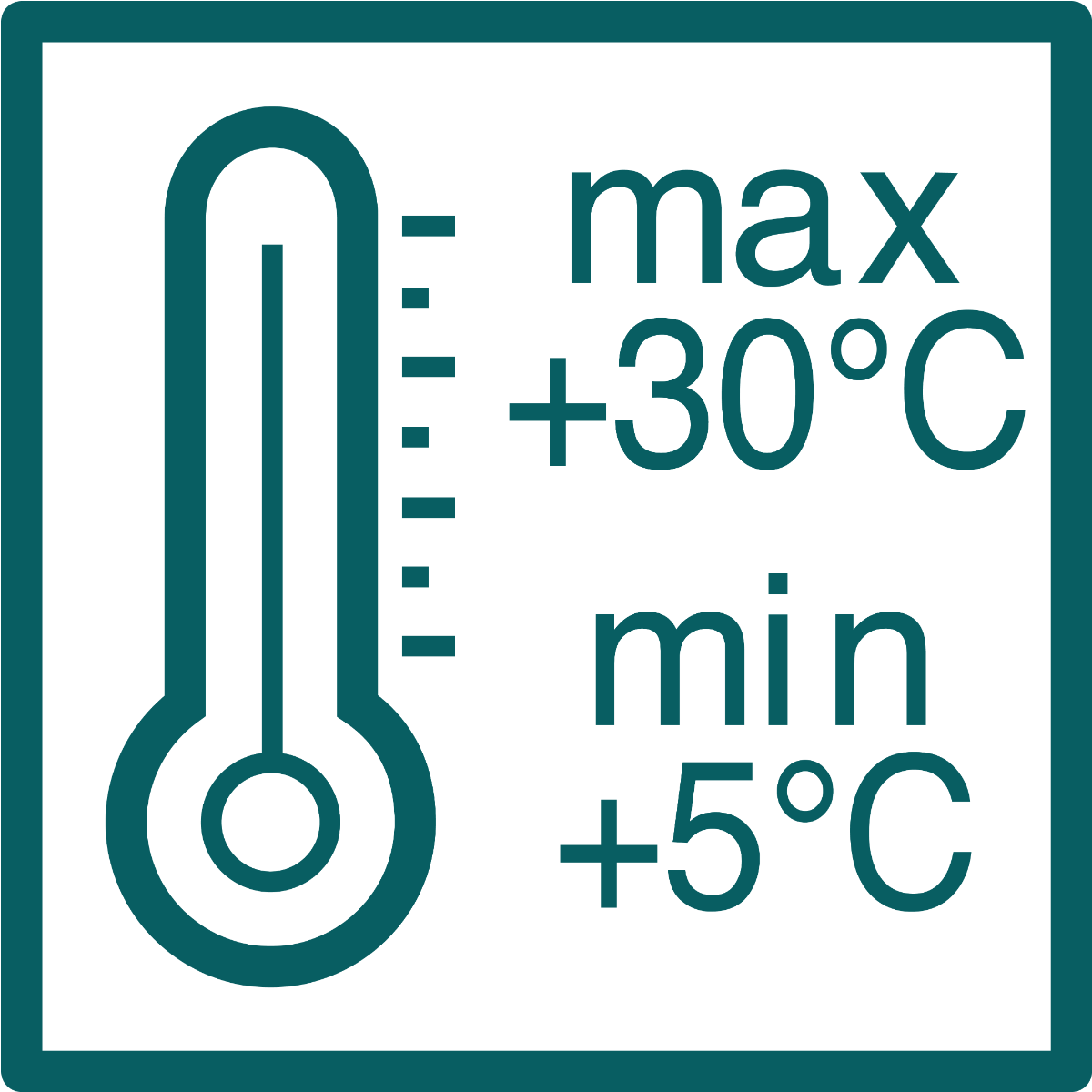 Verarbeitungstemperatur von +5°C bis +30°C