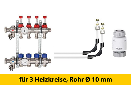 Schlüter Bekotec Anschlusspaket für 3 Heizkreise Rohr Ø 10 mm