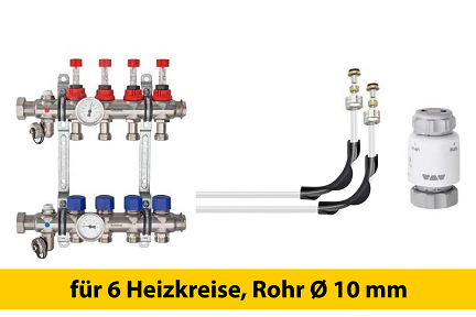 Schlüter Bekotec Anschlusspaket für 6 Heizkreise Rohr Ø 10 mm