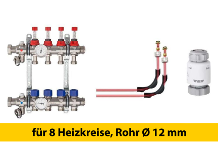 Schlüter Bekotec Anschlusspaket für 8 Heizkreise Rohr Ø 12 mm